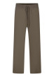 Thumbnail Pantalon jogging en coton taupe uni coupe large à taille élastiquée