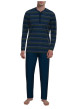 Thumbnail Pyjama long en coton marine rayé coupe droite avec un col tunisien - Image 3