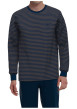 Thumbnail Pyjama long en coton marine rayé coupe ajustée avec un col rond
