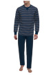 Thumbnail Pyjama long en coton marine coupe droite col rond avec un haut rayé - Image 2
