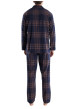 Thumbnail Pyjama Long en coton marine à carreaux coupe ample et un col tailleur - Image 3