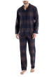 Thumbnail Pyjama Long en coton marine à carreaux coupe ample et un col tailleur - Image 4