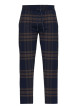 Thumbnail Pantalon de pyjama en coton marine coupe droite à carreaux bruns et marine