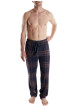 Thumbnail Pantalon de pyjama en coton marine coupe droite à carreaux bruns et marine - Image 3