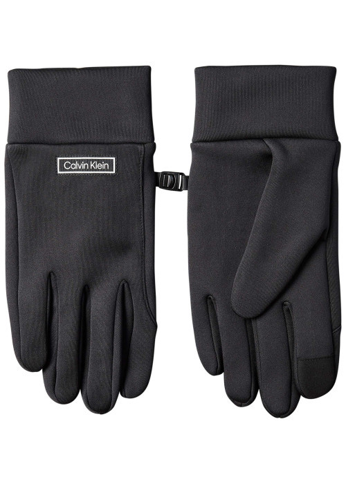 Gants noirs unis avec le nom de la marque en blanc