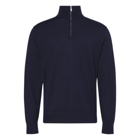 Pull en laine marine uni avec une coupe droite...