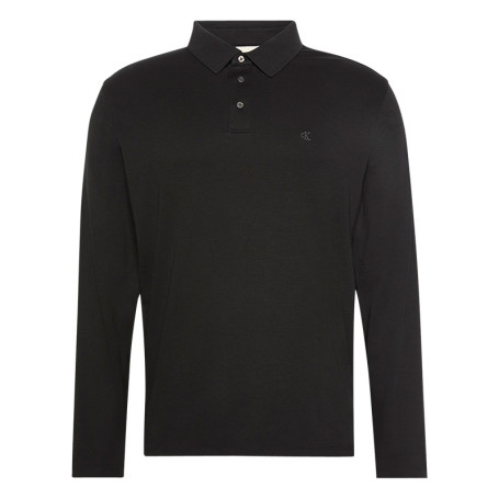 Polo en coton noir uni coupe ajustée et un col...