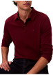 Thumbnail Polo en coton bordeaux uni coupe ajustée et un col à revers boutonné - Image 3