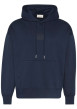 Thumbnail Sweat en coton mélangé marine uni coupe ajustée col à capuche