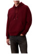 Thumbnail Sweat en coton mélangé bordeaux uni coupe ajustée col à capuche - Image 2