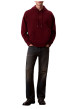 Thumbnail Sweat en coton mélangé bordeaux uni coupe ajustée col à capuche - Image 6