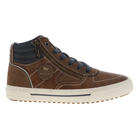 Sneakers brunes à talon plat avec des lacets et...