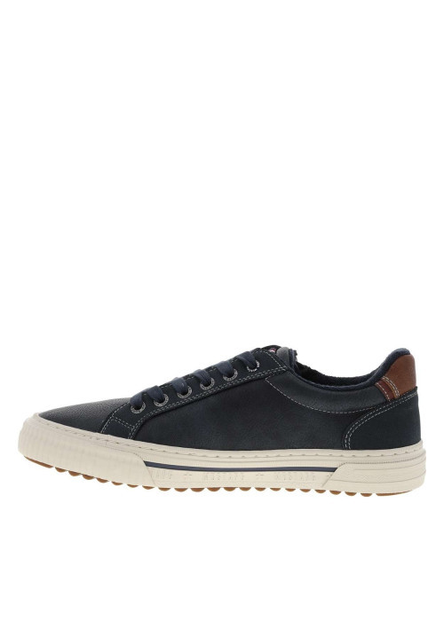 Tennis bleu marine à talon plat avec des lacets et un zip latéral