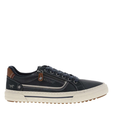 Tennis bleu marine à talon plat avec des lacets...