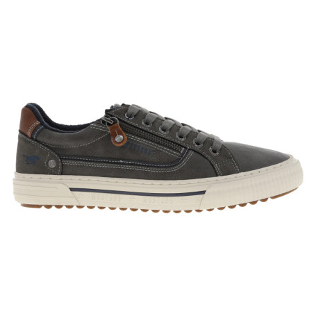 Tennis grises à talon plat avec des lacets et...