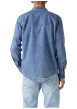 Thumbnail Chemise en coton bleue unie coupe regular pourvue d'un col à rabats - Image 3