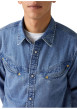 Thumbnail Chemise en coton bleue unie coupe regular pourvue d'un col à rabats - Image 4