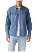 Thumbnail Chemise en coton bleue unie coupe regular pourvue d'un col à rabats - Image 5