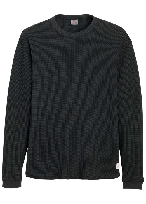 Pull en coton anthracite en maille effet gaufrée pourvu d'une coupe droite