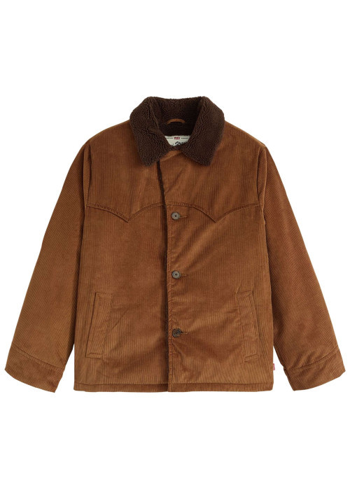 Blouson en coton camel pourvu d'un toucher doux effet velours