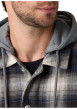 Thumbnail Surchemise en coton anthracite à motif écossais pourvue d'un col à capuche - Image 4