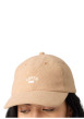 Thumbnail Casquette beige unie en velours côtelé pourvue du logo de la marque - Image 3