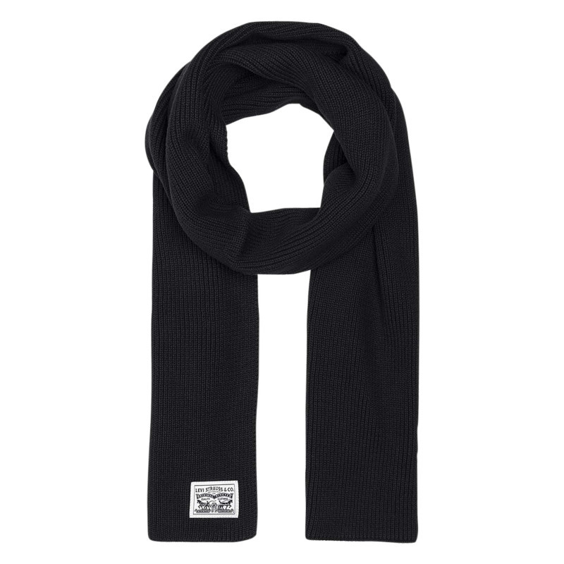 Levi's® Acc. - écharpe En Coton Noire Côtelée Pourvue Du Patch De La Marque - Noire
