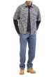 Thumbnail Jean en coton bleu délavé avec une coupe droite et de multiples poches - Image 4