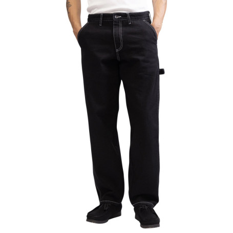 Jean en coton noir uni avec une coupe droite et...