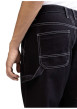Thumbnail Jean en coton noir uni avec une coupe droite et des surpiqûres blanches - Image 3