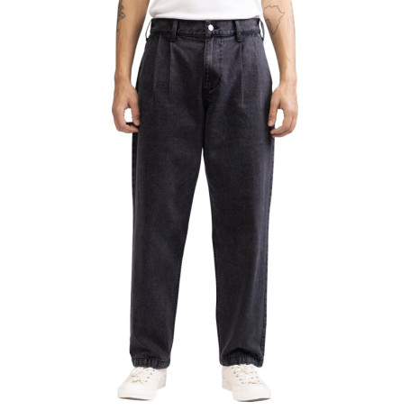 Jean en coton anthracite légèrement délavé avec...