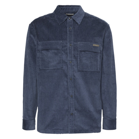 Chemise en coton bleu gris en velours avec une...