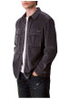 Thumbnail Chemise en coton bleu gris en velours avec une coupe droite et un col à revers - Image 2