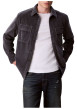 Thumbnail Chemise en coton bleu gris en velours avec une coupe droite et un col à revers - Image 4