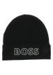 Thumbnail Bonnet noir uni en maille fine avec logo en relief sur le revers