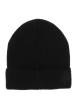 Thumbnail Bonnet noir uni en maille côtelée avec logo brodé sur le revers - Image 2