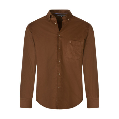 Chemise en coton marron effet velours à coupe...