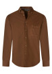 Thumbnail Chemise en coton marron effet velours à coupe droite avec un col à rabats