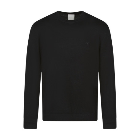Pull en laine noir uni coupe ajustée col rond...