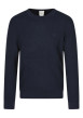 Thumbnail Pull en coton marine uni coupe ajustée col rond maille effet gaufré