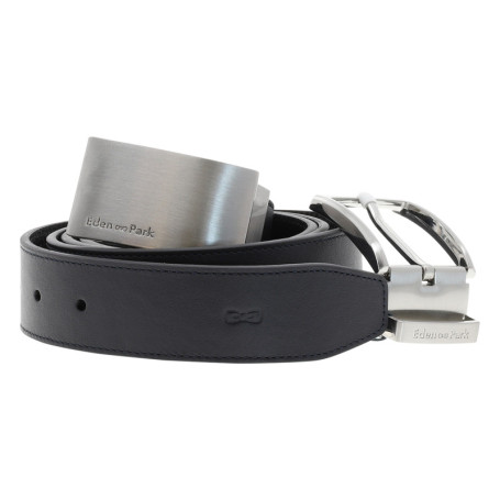 Ceinture en cuir noire unie réversible avec 2...