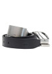 Thumbnail Ceinture en cuir noire unie réversible avec 2 boucles chromées