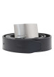 Thumbnail Ceinture en cuir noire unie réversible avec 2 boucles chromées - Image 2