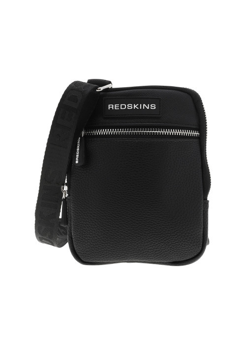 Sacoche noire unie en simili cuir avec logos blancs et zips chromés