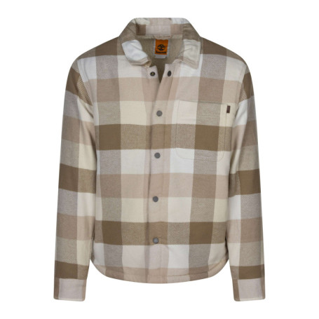 Surchemise en coton beige à carreaux avec une...