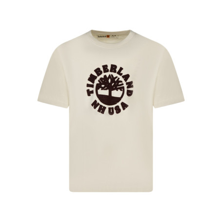 T-shirt en coton écru à coupe droite avec un...