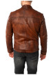 Thumbnail Blouson en cuir de mouton camel avec patchs à coupe droite et à col rond - Image 4