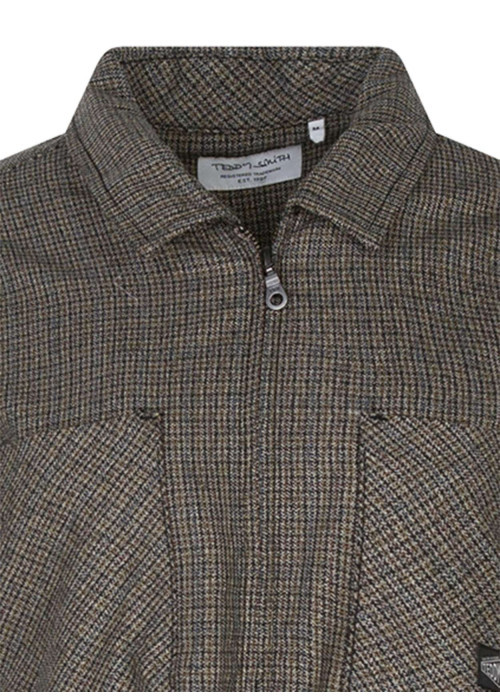 Chemise grise à carreaux coupe ample col à revers et à manches longues
