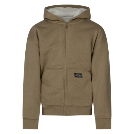 Sweat zippé en coton mélangé caramel uni coupe...