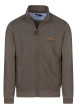 Thumbnail Sweat zippé taupe uni coupe ajustée col montant avec un logo brodé